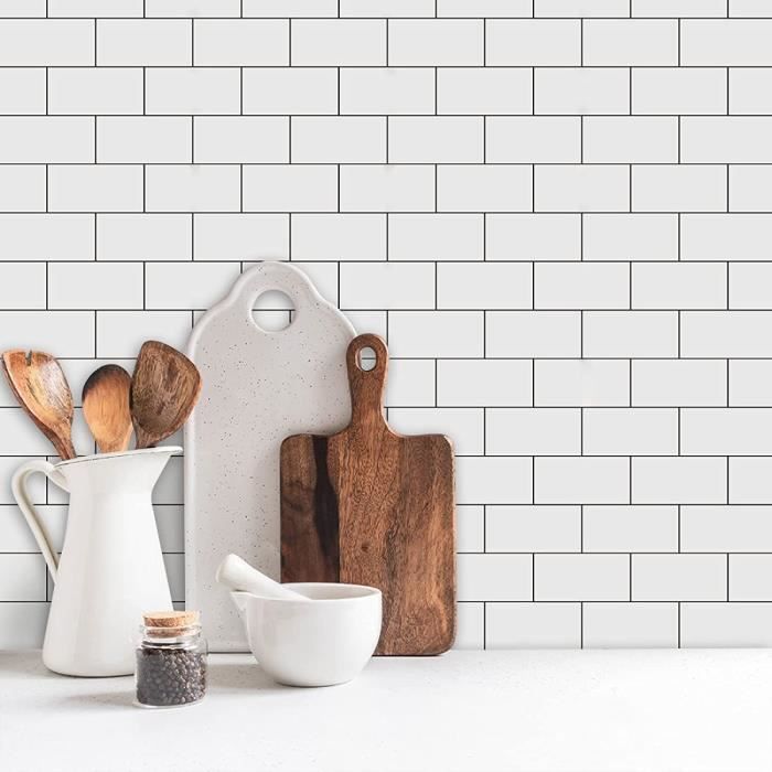 Stickers Cuisines Motif Brique Blanc Cassé Autocollant Anti Huile