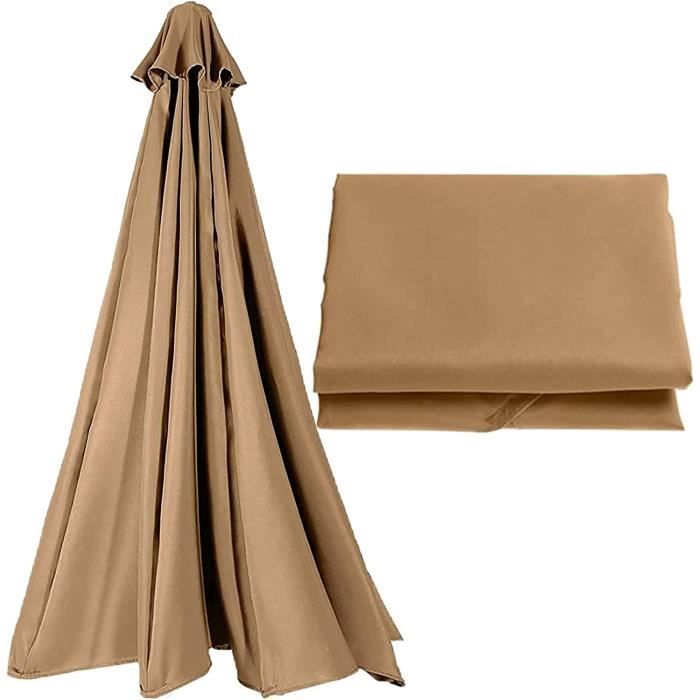 Housse De Rechange Pour Parasol Déporté - Toile Polyester Anti-UV 50+ - 6 Baleines 200cm - Beige