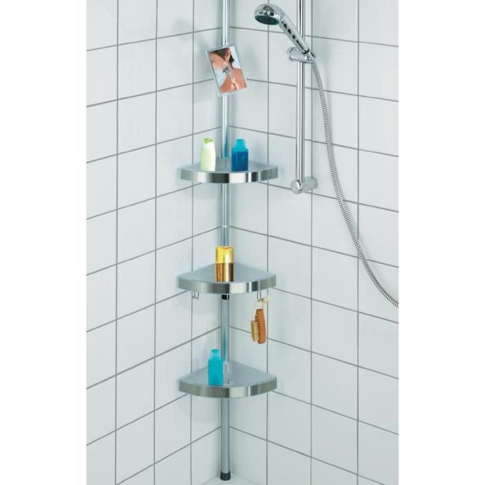 WENKO Etagere salle de bain télescopique Premium, Etagere d'angle douche,  aluminium, 27.5 x 70-260 x 20 cm, Mat - Cdiscount Bricolage