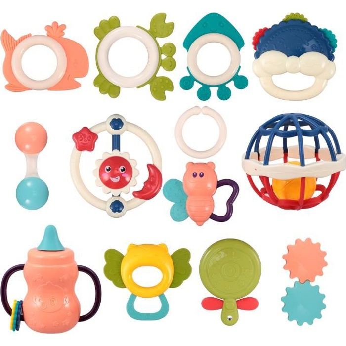 13pcs Bebe Premier Hochet De Dentition Jouets Bebe Cadeau Ensemble En Plastique Jeu Educatif Pour Bebe Cdiscount Puericulture Eveil Bebe