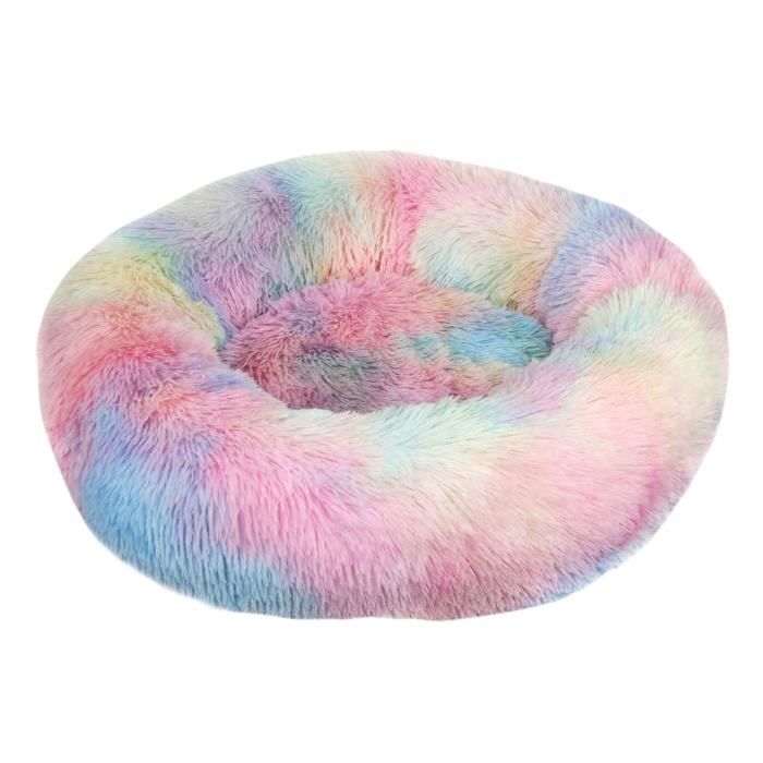 Coussin Rond En Peluche Pour Chien Et Chat - Doux, Chaud Et Lavable, Taille S 37 Cm (blanc)