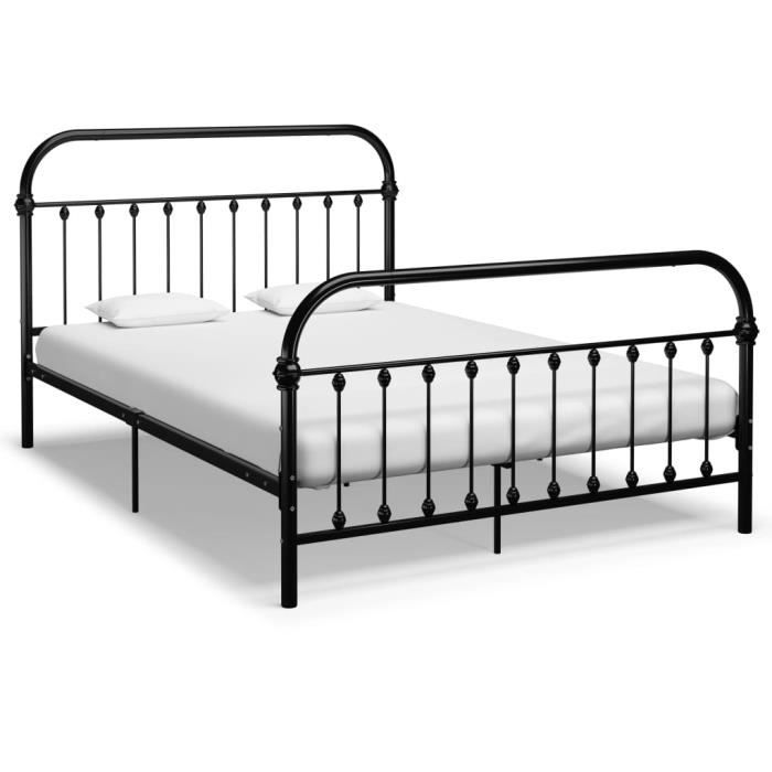 51831®MEUBLE® Lit adulte de Haute qualité:120 x 200 cm Moderne & Cadre de lit Noir Métal & Lit 2 personnes