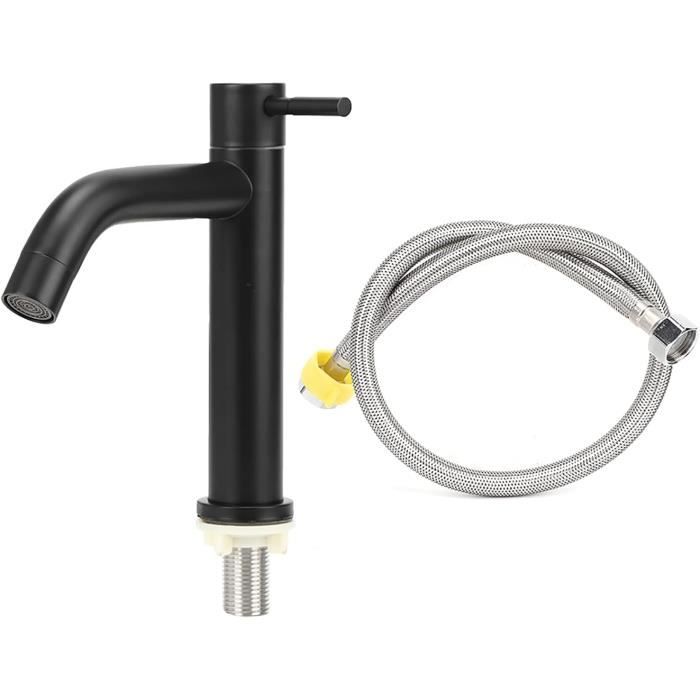 Robinet D'eau Froide Simple Pour Salle De Bain & Cuisine - Avec Filtre Et Double Tuyau, Argenté - 6
