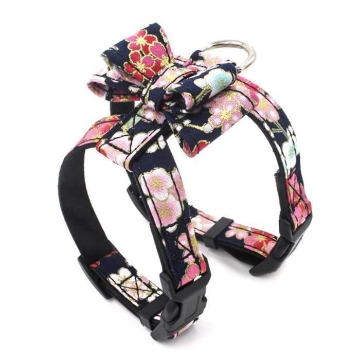 Animaux Chien Chien Réglable Fleur Imprimer Bowknot Gilet Poitrine 