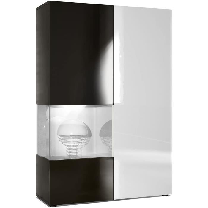 Vitrine Armoire Morena Corps en Noir Mat/Porte Droite et Insert en Noir Haute Brillance Vitrine Armoire Morena Corps en Noir Mat/Porte Droite et Insert en Noir Haute Brillance