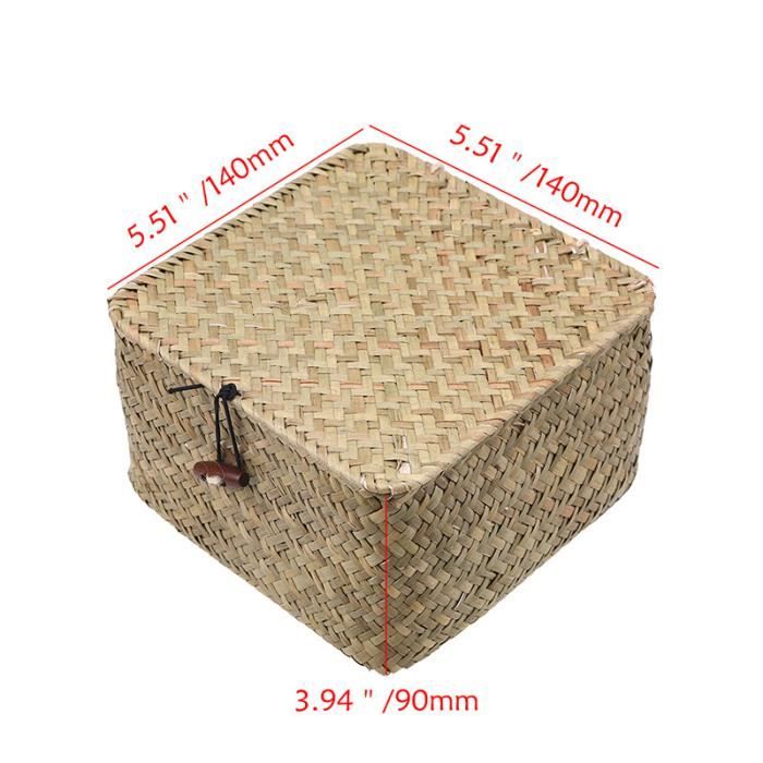 Boîte à Mouchoirs En Jonc De Mer BTSKY - Support Décoratif Tissé, Fermeture élastique, 14.3x14.3x13.9cm