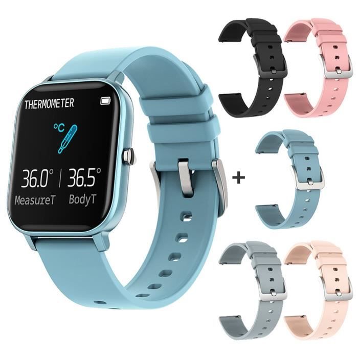 Montre connect e SQR P8 PRO montre intelligente 2020 hommes femmes Fitness Tracker IP67 tanche moniteur Type blue with 5 straps