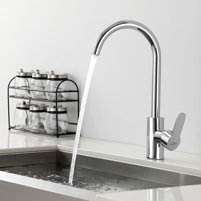 Auralum Robinet Cuisine Elegant Rotation A 360 D Eau Froide Et Chaude Mitigeur Robinet D Evier Cuisine En Laiton Chrome Achat Vente Robinetterie De Cuisine Auralum Robinet Cuisine Ele Cdiscount