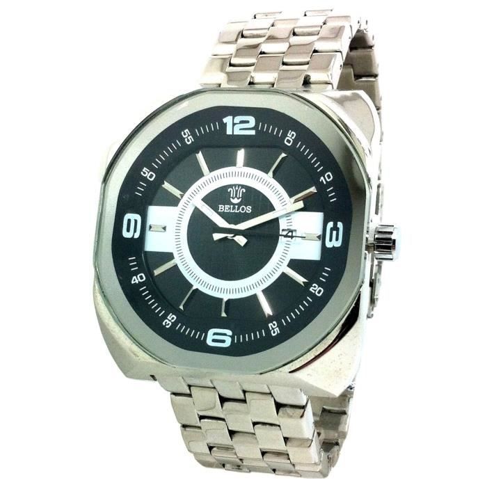 MONTRE HOMME ACIER ARGENT NOIR ELEGANT DATEUR GRIS CHROME IDEE CADEAU montre-homme-acier-argent-noir-elegant-dateur-gris-chrome-idee-cadeau