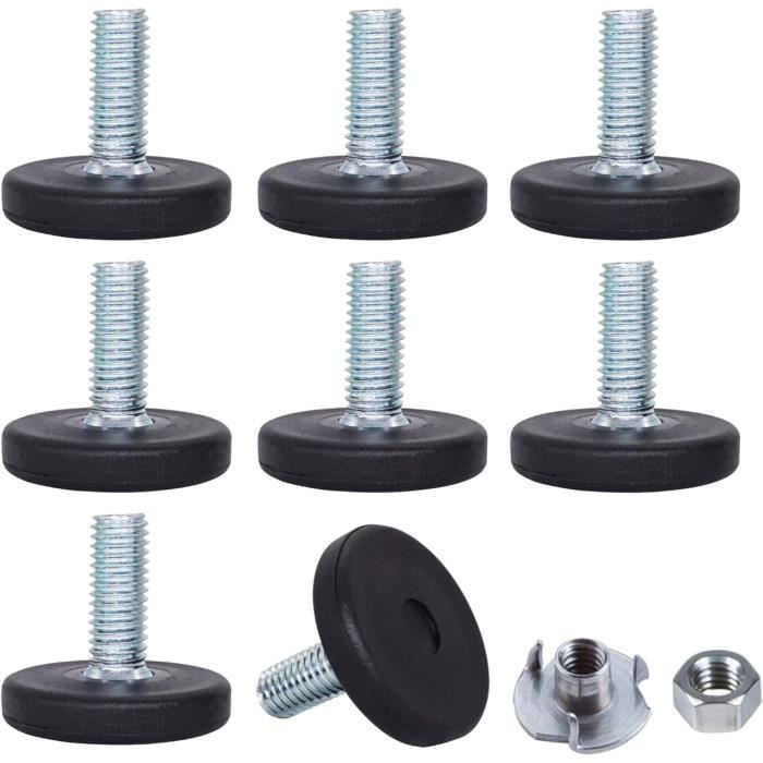 SKIR'CO 4 stuks, meubelstelpoten, M6 x 40 mm, verstelbare ronde poten met een diameter van 30 mm, M6 draadnivellervoet