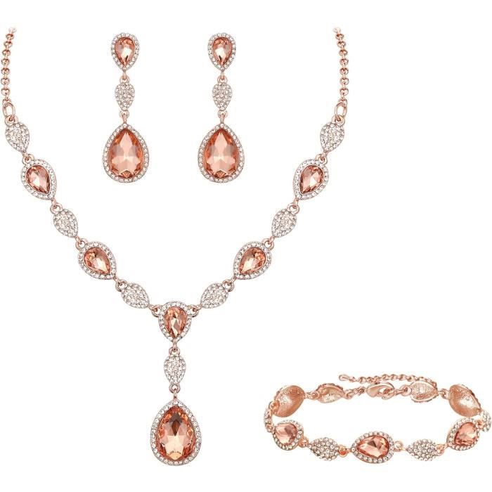 Parure Bijoux , Coffret Cadeau Pour Femme Mariage Collier Boucle D'Oreille Bague RMEGA Parure Bijoux , Coffret Cadeau Pour Femme Mariage Collier Boucle D'Oreille Bague RMEGA