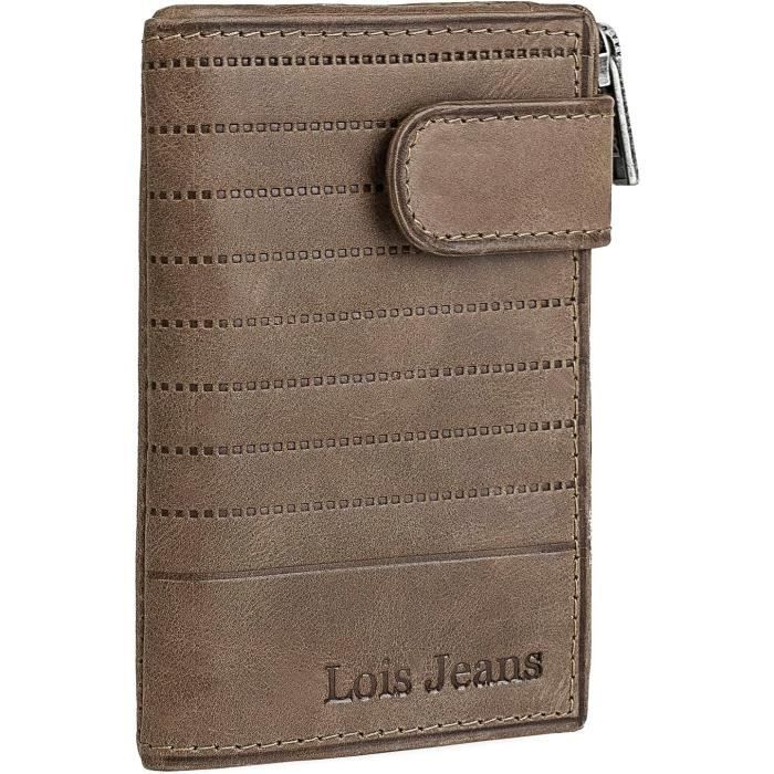 Bourse Porte Monnaie Petit Format Multi Cartes Cuir Véritable - Petit Format Multi-Rangements - Anti RFID - 11x7cm Porte Clé Porte Monnaie Homme