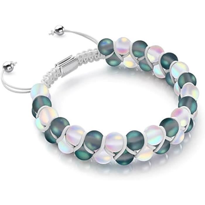 Bracelet Perles En Nacre Et Laiton Avec Pierre - Longueur 18 Cm - Femme