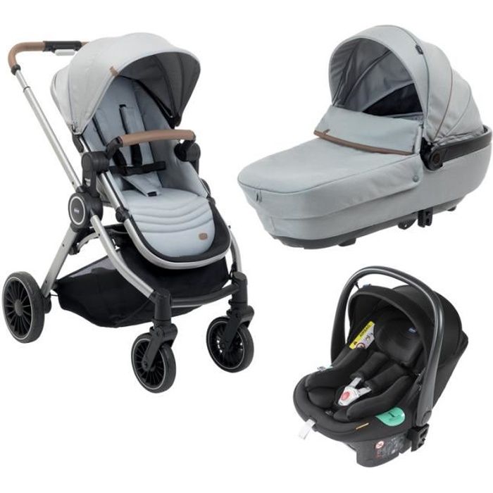 Poussette combinée - CHICCO - Best Friend Pro - 4 roues - Gris - Avec habillage pluie - Argent