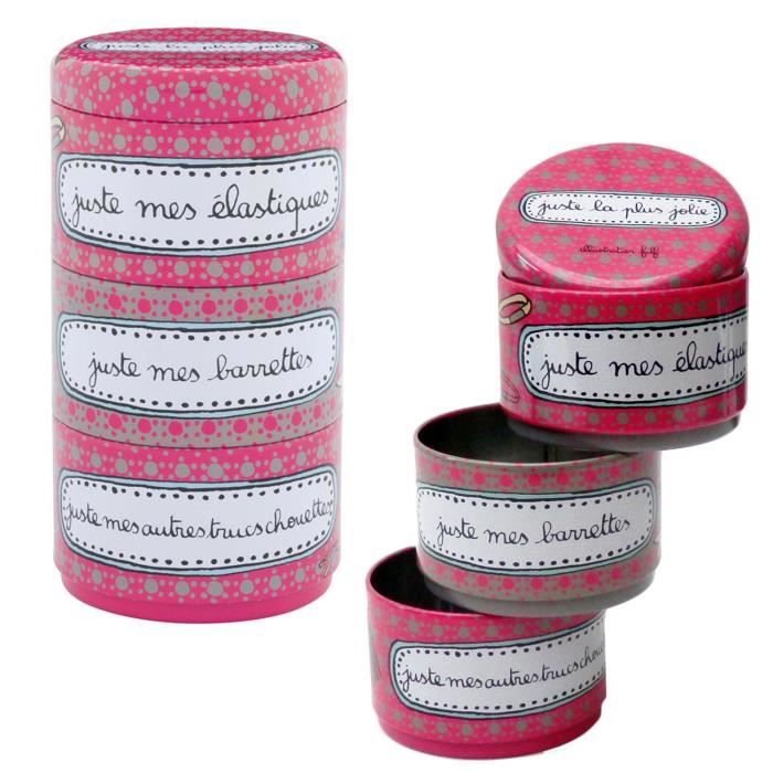 Set De 3 Boites Empilables Beaute Juste En Metal Lot Rangement