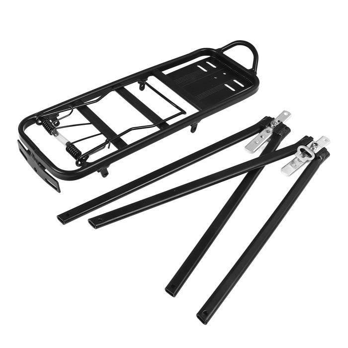 Porte-vélos Arrière Avec Panier Pliable En Aluminium Réglable - Noir - Neuf