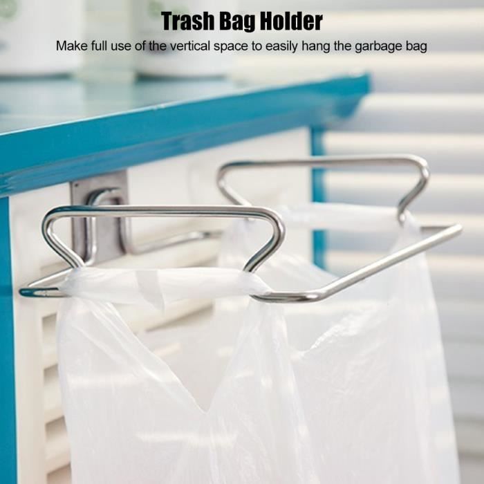 porte sac poubelle,support de rangement pour sacs en plastique et pochettes,support de crochet pratique en acier chromé 106976
