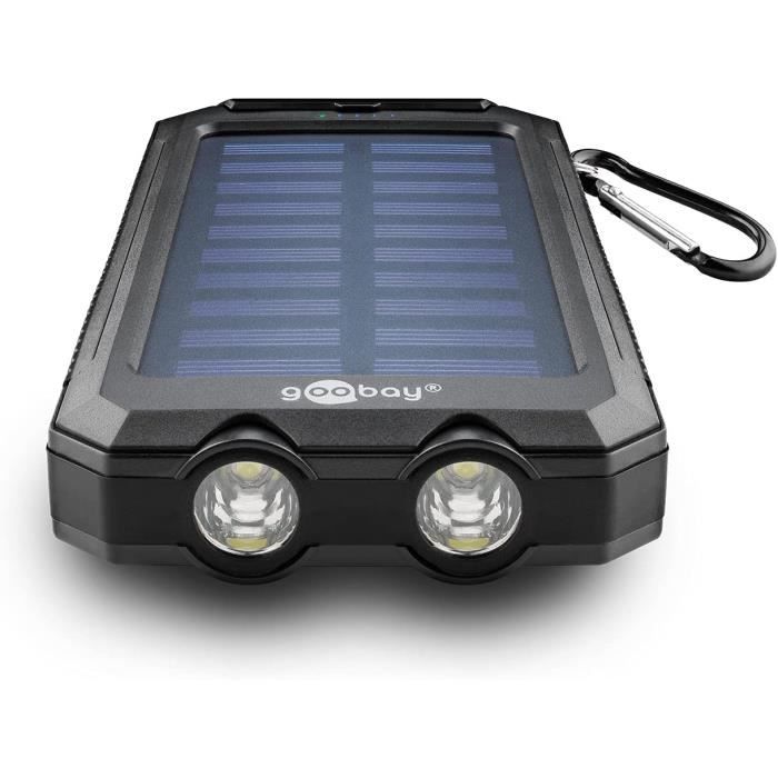 Powerbank Solaire 10000mAh Avec Lampe Torche - Charge Rapide Double USB Et Recharge Par énergie Solaire - Pour Voyage Et Camping