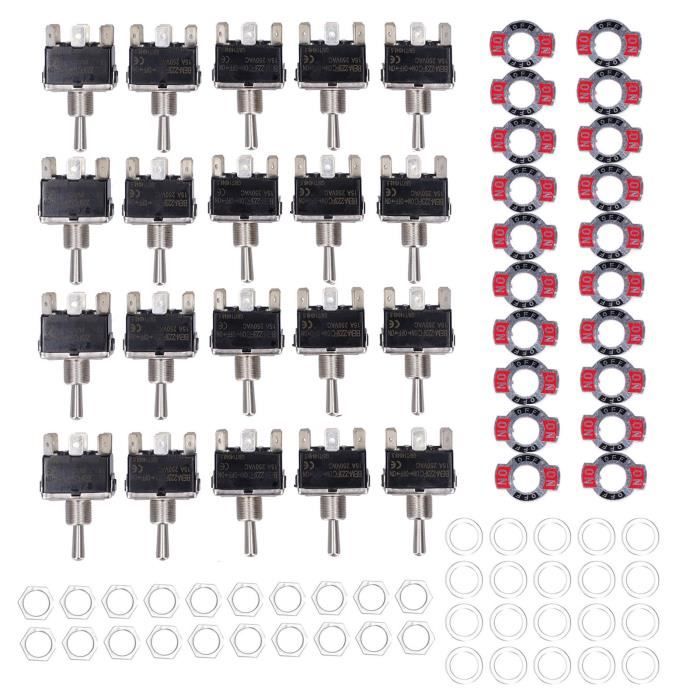 Hailege 10 Pièces Interrupteur à Bascule SPDT MTS-102 Marche/Arrêt 3 Broches 2 Positions AC125V/6A