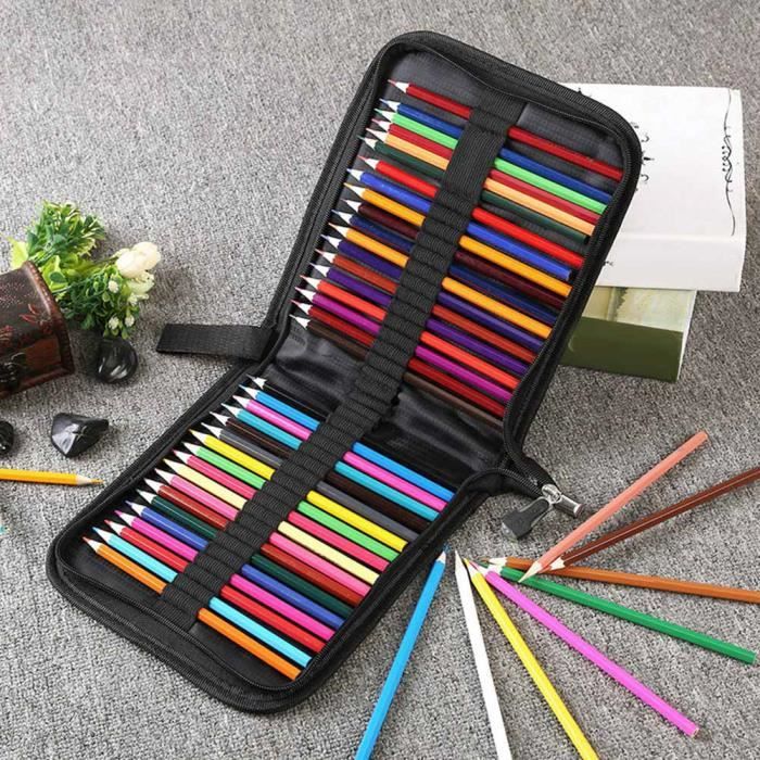Trousee à Crayons Enroulable En Toile - 72 Trous, Pour Rangement Stylos, Pinceaux, Organisation Portable