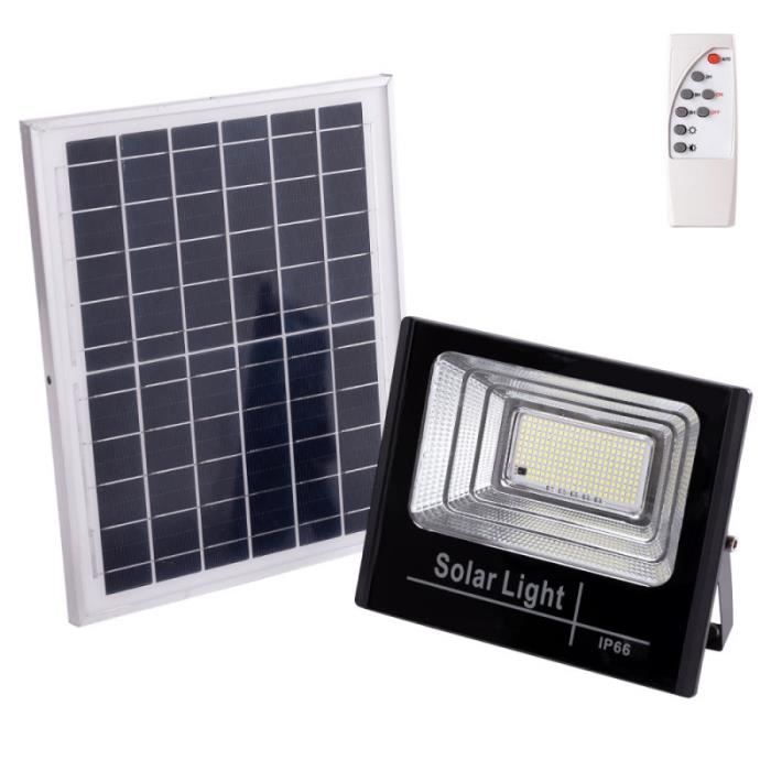projecteur solaire led 100 w 4000 k panneau : 6 v/12 w batterie : 3,2 v/8 000 mah télécommande [ho-solarfl-100w-01-w]