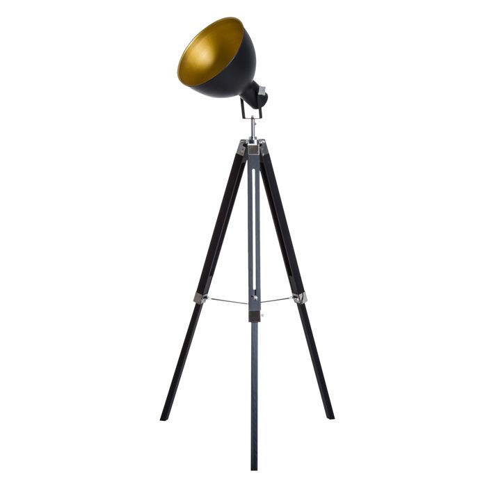 abat-jour NOIR Lampe sur tr/épied Esprit industriel pied en bois