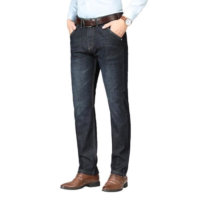 Jean Femme Doublé Polaire Pour L'hiver - Taille Haute, Coupe Droite - Chaud, Confortable, Extensible - Idéal Quotidien