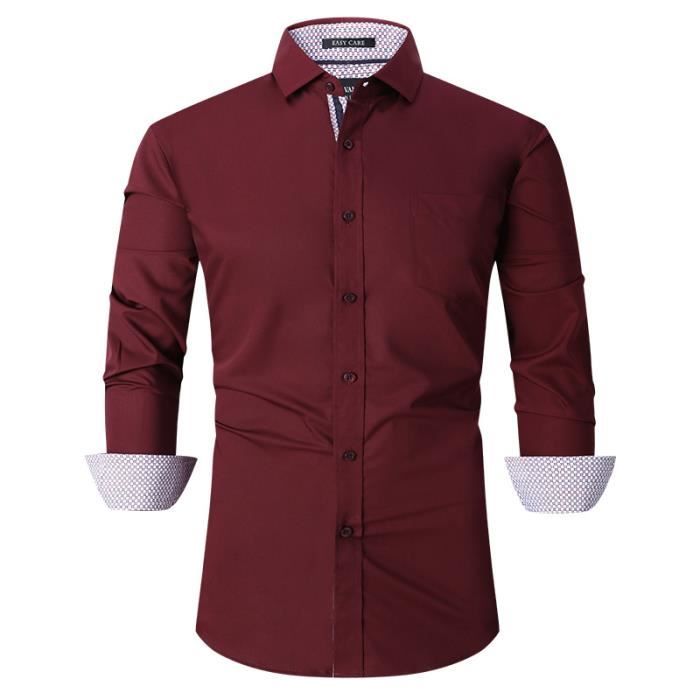 Chemise Bordeaux Homme Business Extensible Fibre de bambou Coupe