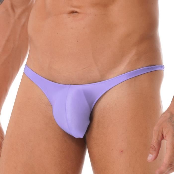 YIZYIF String Homme Sexy Slip de Bain Moulant Brillant Taille Basse Elastique Reglable M XXL Violet Cdiscount Pret a Porter