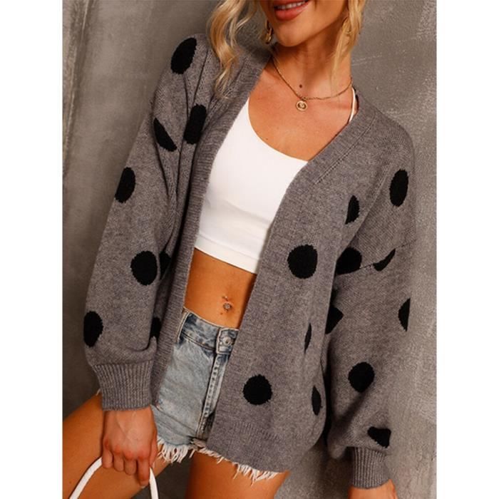 Gilet Cardigan Femme - Collection - Green F9527 - Tricoté Ample Et