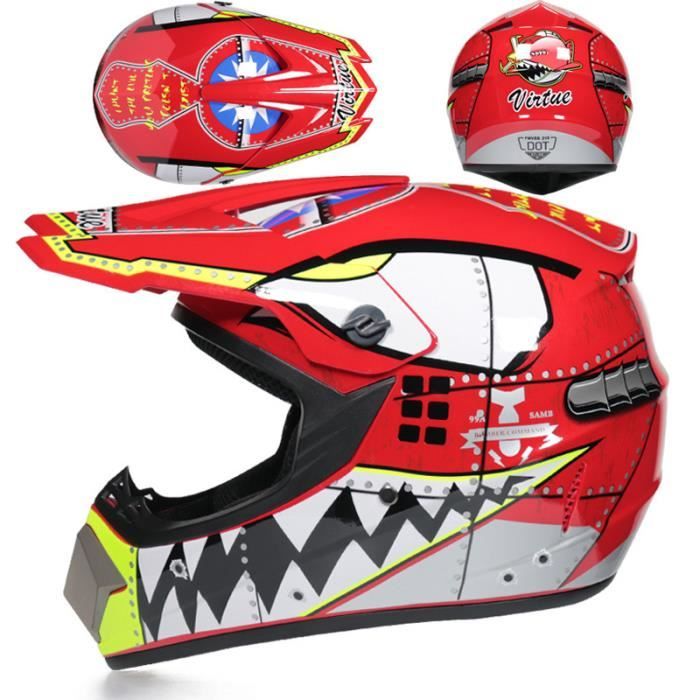Casque de motocross Ugijog pour jeunes tout-terrain BMX 4 roues avec gants lunettes masque