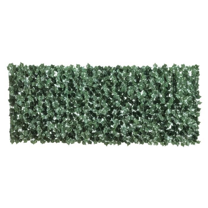 Haie artificielle brise-vue d&eacute;coration rouleau 2,4L x 1H m feuillage r&eacute;aliste anti-UV vert 