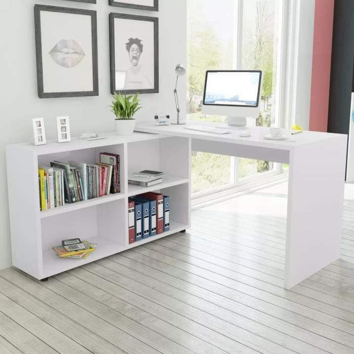 Bureau D Angle 4 Etageres Blanc Cdiscount Maison