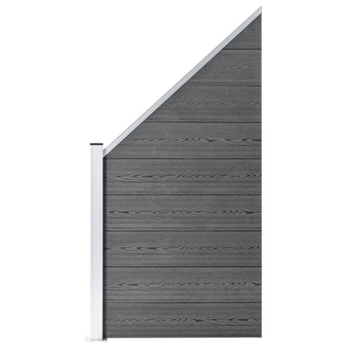 5328|Joli|Panneau de clôture WPC 95x(105-180) cm Chic Meuble Professionnel Gris Dimension:90 x (100-180) cm Haute qualité Décor Mais