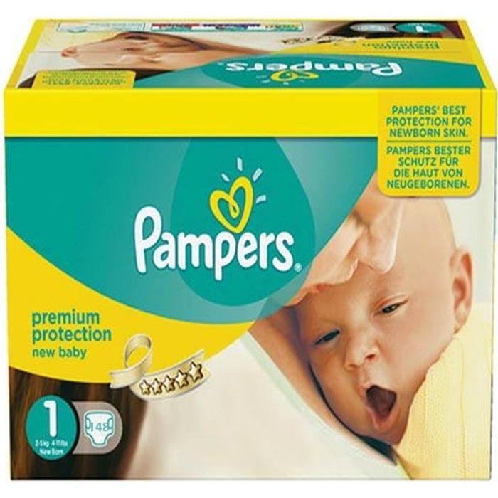 Pampers Couches bébé premium care taille 1 nouveau-né x60pcs