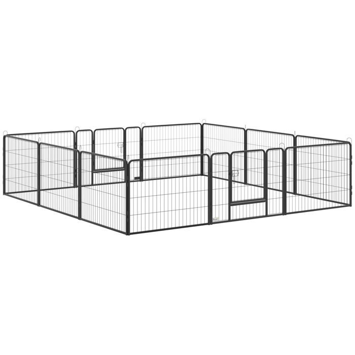PawHut - Parc enclos modulable pour animaux - Acier - 240x240x60cm - Noir