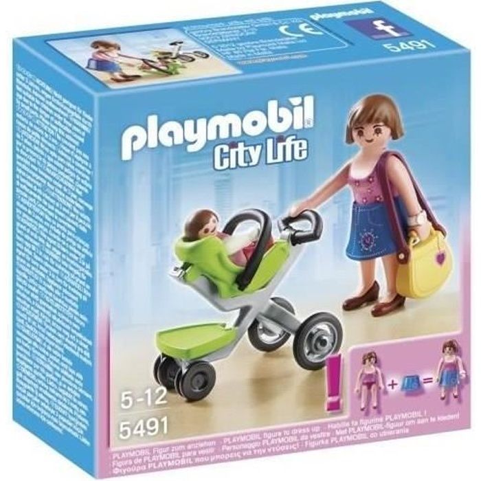 poussette playmobil jumeaux