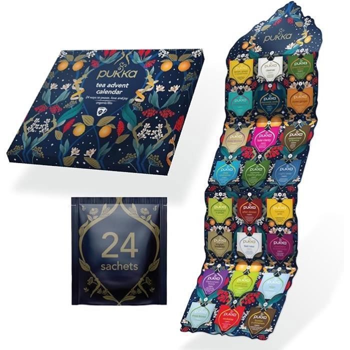 Calendrier de l'avent Pukka 2024 Nol 24 sachets th noir, th vert et  infusions biologiques 100% bio citron gingembre menthe fte - Cdiscount Au  quotidien