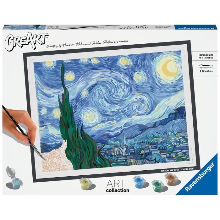 CreArt grand format 30x40 cm Van Gogh, La nuit étoilée, Dès 14 ans, 23518, Ravensburger