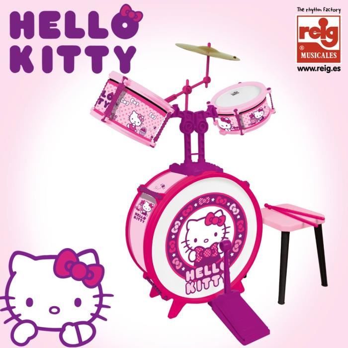 Batterie Musicale Hello Kitty Avec Tabouret Et Baguettes – Jouet Dès 3 Mois