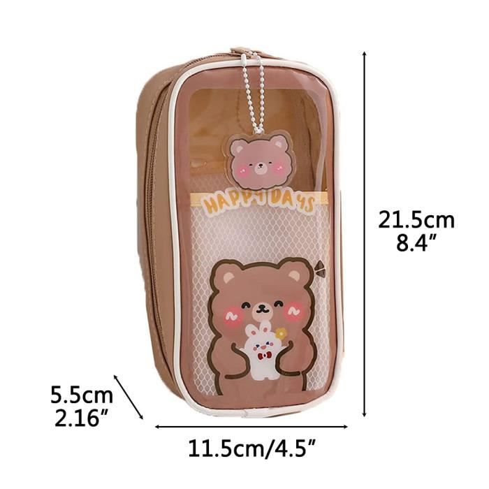 Set Trousse Silicone + 8 Stylos Effaçables 0,7mm - Trousse Kawaii étanche, Stylos Multicolores Animaux