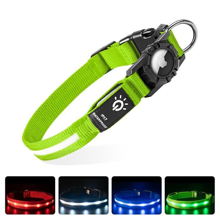 Meilleurs prix pour Collier Chien Lumineux Rechargeable et Etanche, LED Clignotant Collier de Sécurité pour Petits-Moyens-Gros Chiens - Vert, L 39-55CM