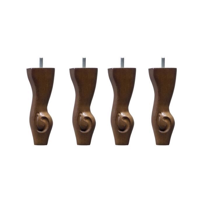 Pieds De Lit Carrés En Bois Wengué – Lot De 4, Hauteur 15 Cm, Filetage 8 Mm, Fabriqué En France - 9