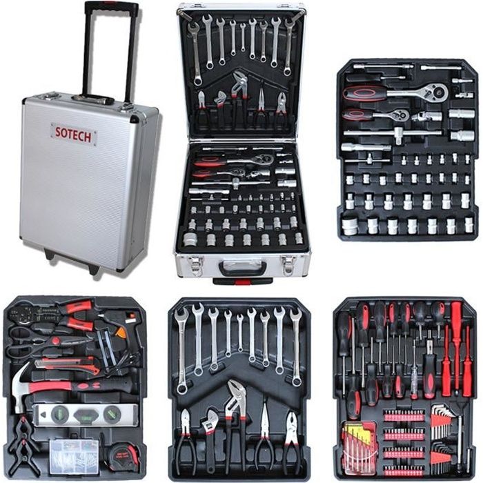 Malette à Outils, Valise de Bricolage, Avec mallette en aluminium et  poignée télescopique, 251 outils, Dimensions: 50 x 37 x 23 cm - Cdiscount  Bricolage