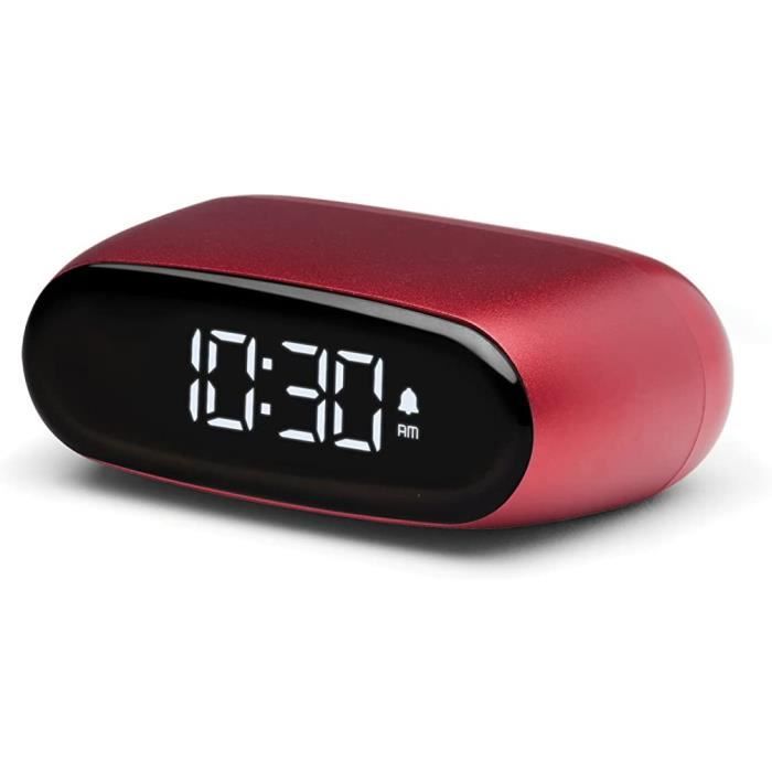 Lexon MINUT - Mini sveglia compatta con display LCD VA Pure Black, controllo touch, funzione snooze e retroilluminazione, batteria ricaricabile, finitura in alluminio, colore: blu chiaro