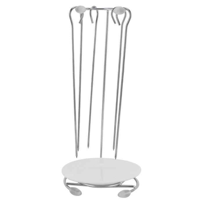 Grille à Brochettes En Acier Inoxydable Pour Barbecue - Tourne à 360°, Pour Friteuse à Air, Rôtisserie, Kebabs - Jusqu'à 10 Brochettes - 5