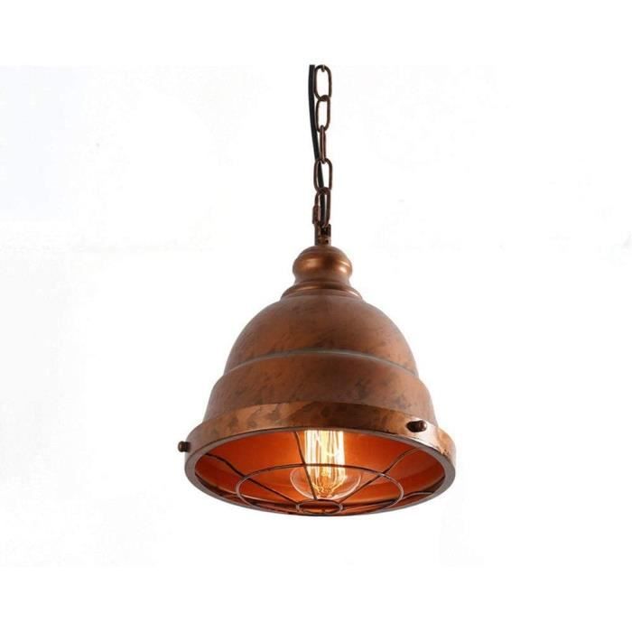 Lustre Pendentif Industriel Vintage En Bois Et Métal - Réglable - Neuf