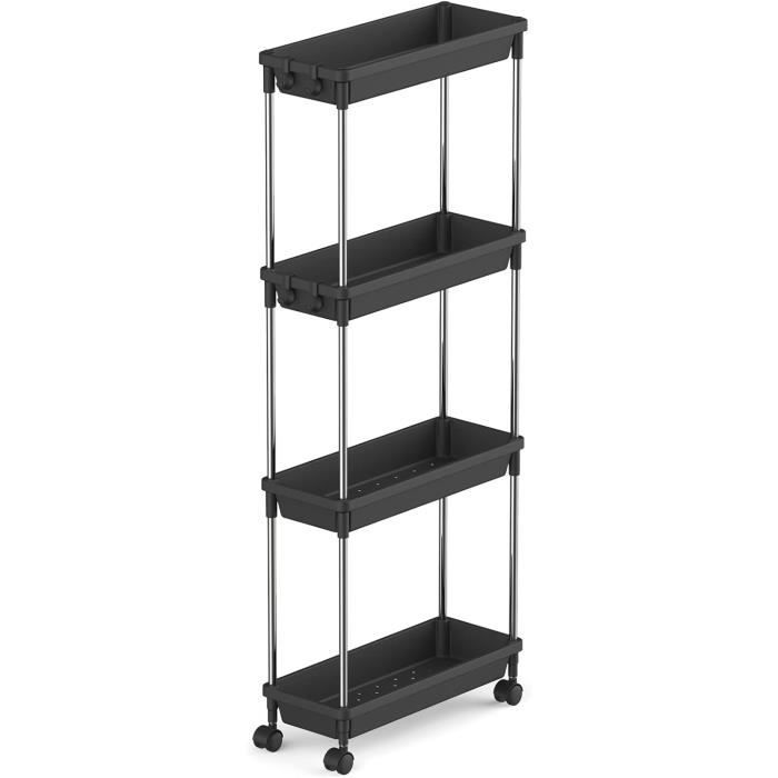 Chariot De Rangement 4 étages Avec Roues - Blanc - 80x30x20 Cm - Pour Cuisine, Salle De Bain - Neuf