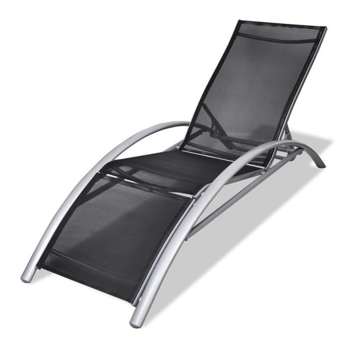 vidaXL Chaises longues en aluminium noir