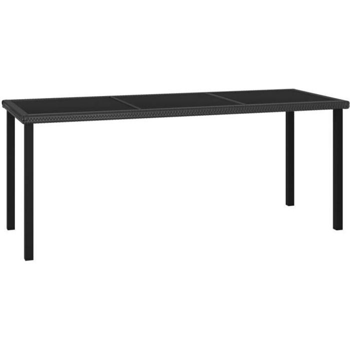 Table à dîner vidaXL 180x70x73 cm Résine tressée Verre trempé